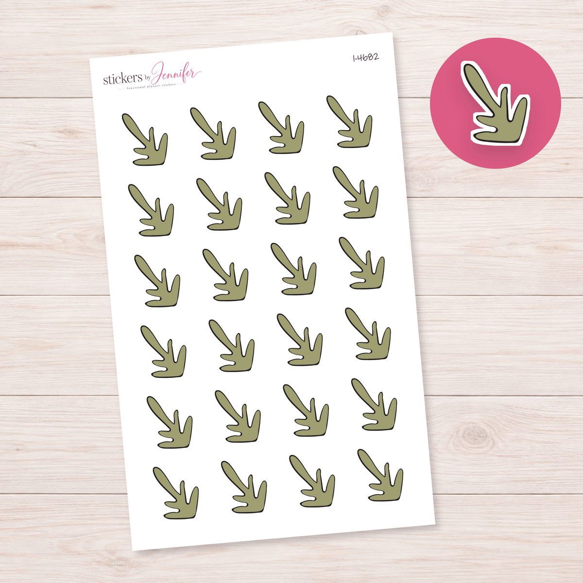 Olive Abstract Leaf Planner Stickers | I-4682
