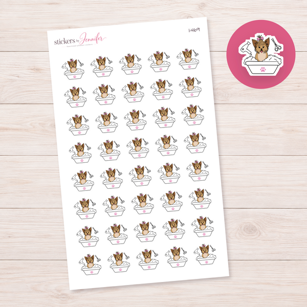 White Dog Grooming Tub Planner Stickers | I-469