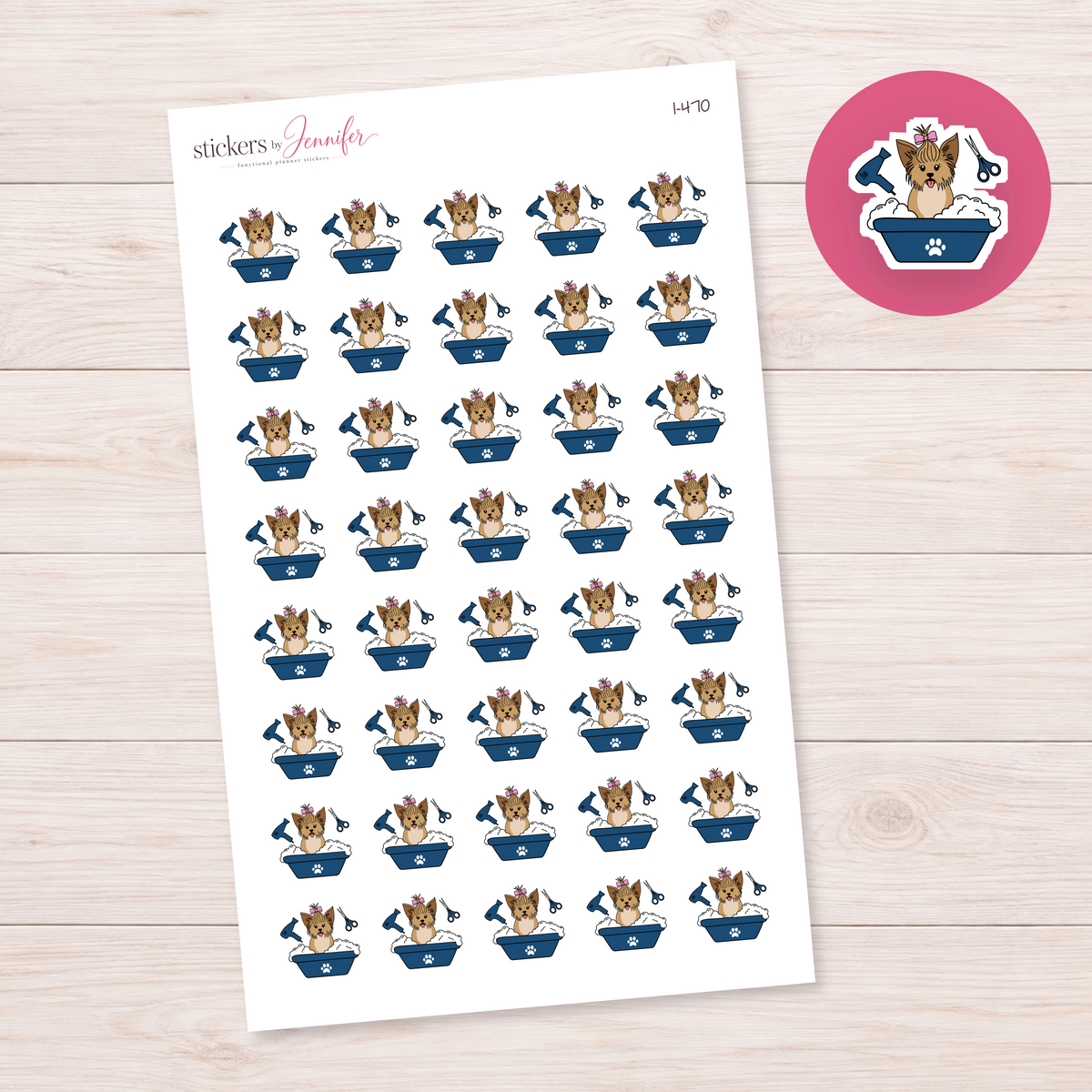 Deep Blue Dog Grooming Bath Planner Stickers | I-470