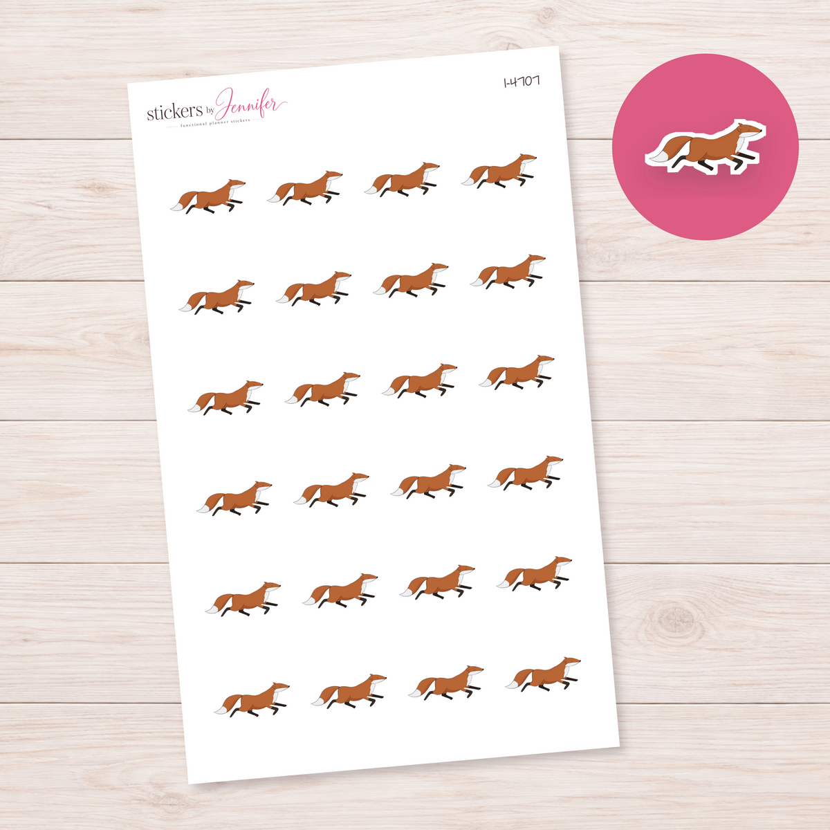 Running Fox Facing Right Planner Stickers | I-4707