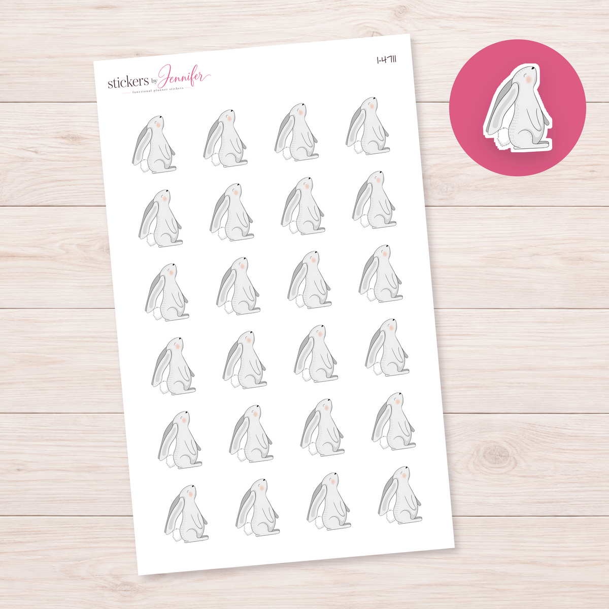 Gray Bunny Planner Stickers | I-4711