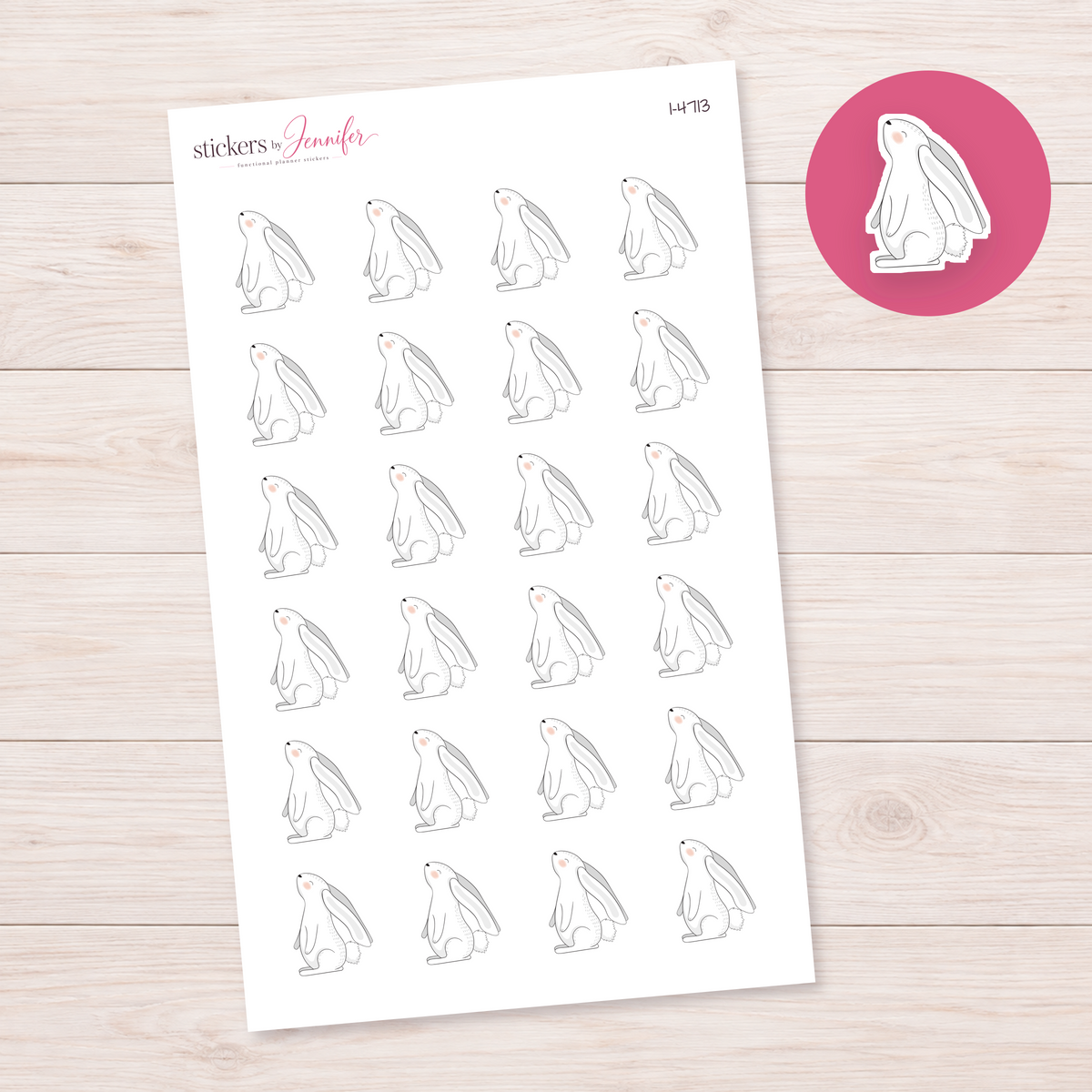 White Rabbit Looking Up Planner Stickers | I-4713
