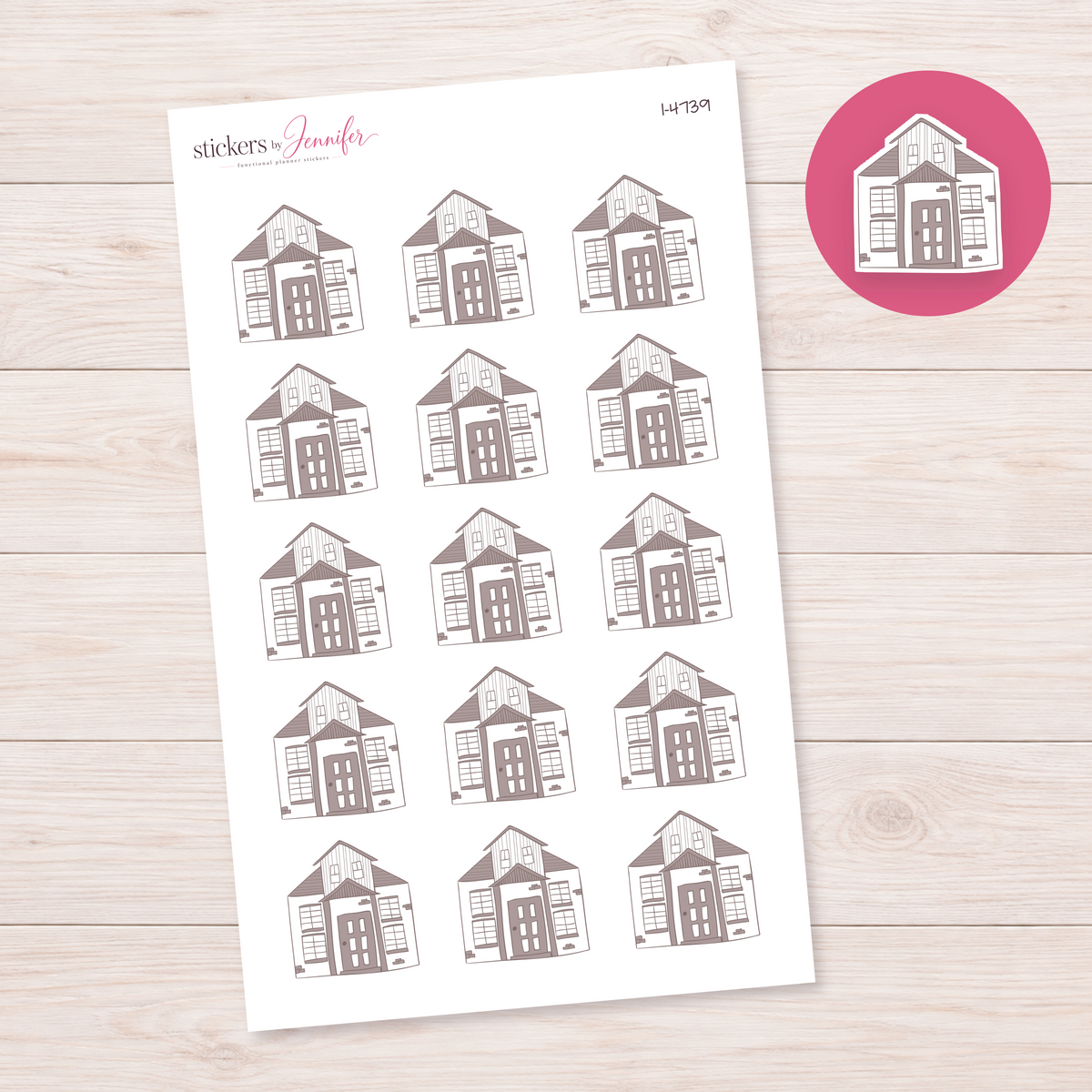 Tall Gabled House Planner Stickers | I-4739