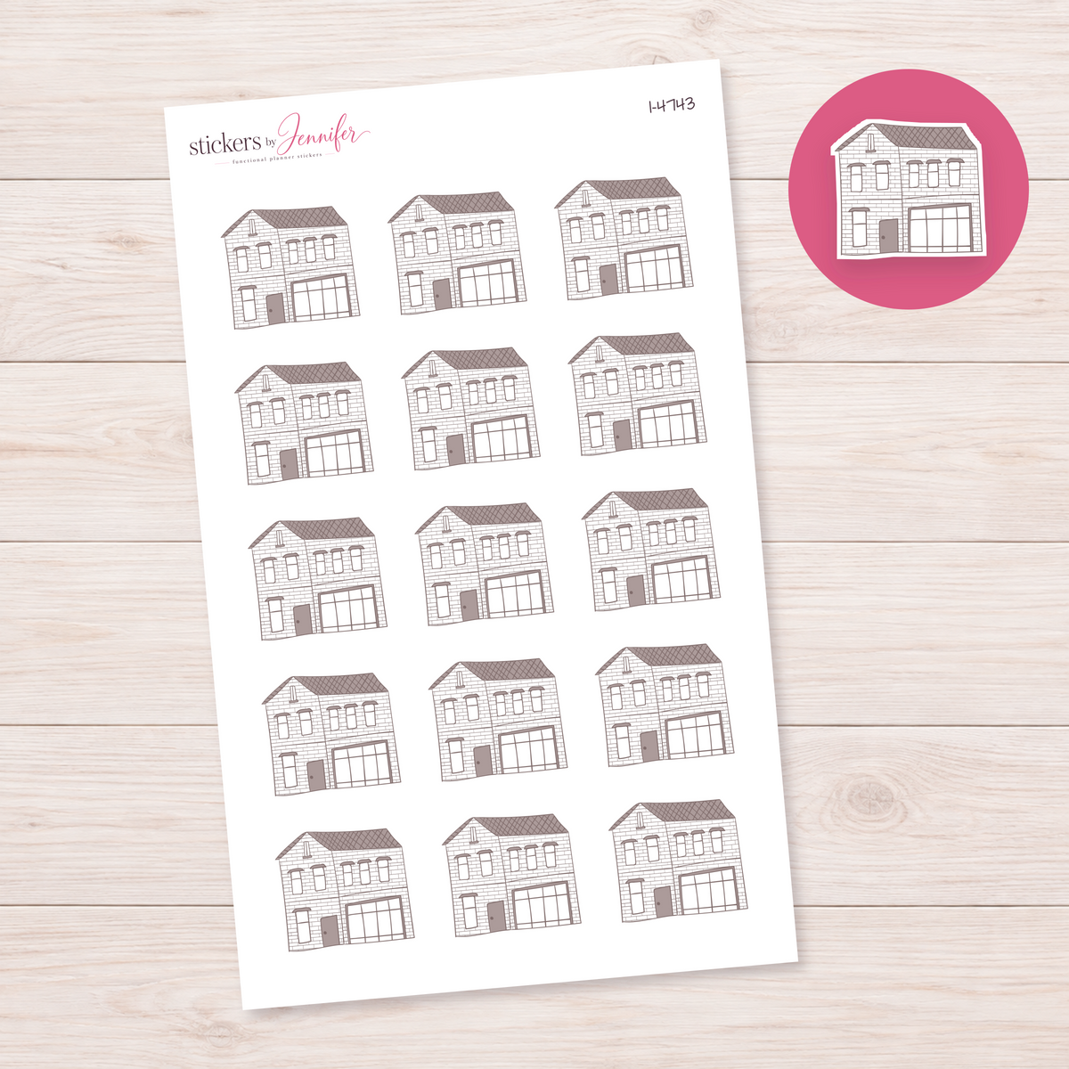 Brick House with Large Window Planner Stickers | I-4743