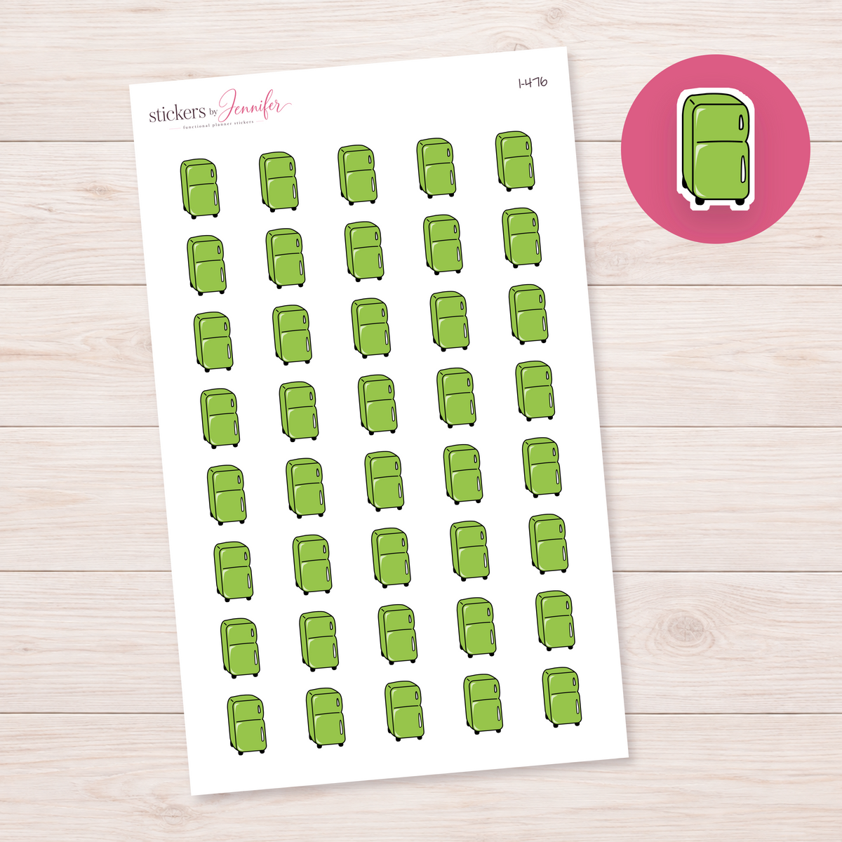 Lime Retro Refrigerator Planner Stickers | I-476