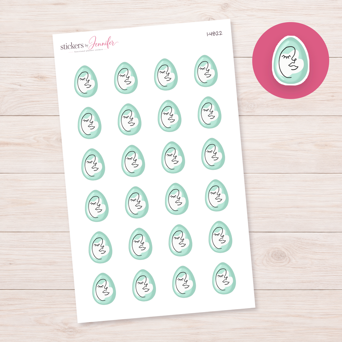 Mint Face Art Easter Egg Planner Stickers | I-4822