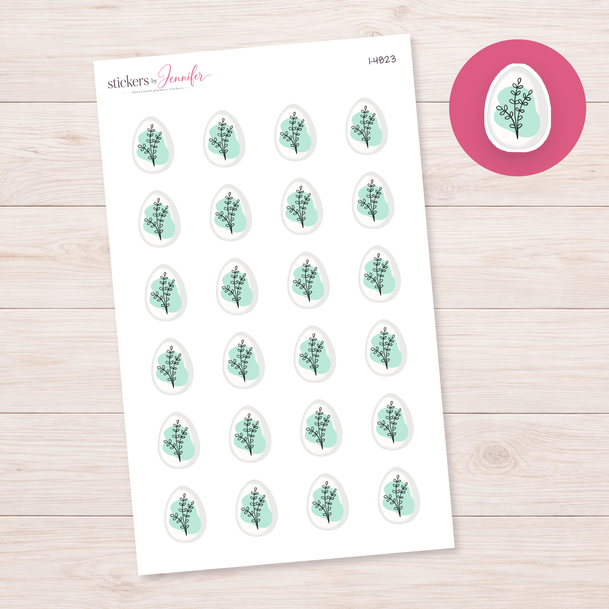 Botanical Line Art Easter Egg Planner Stickers | I-4823