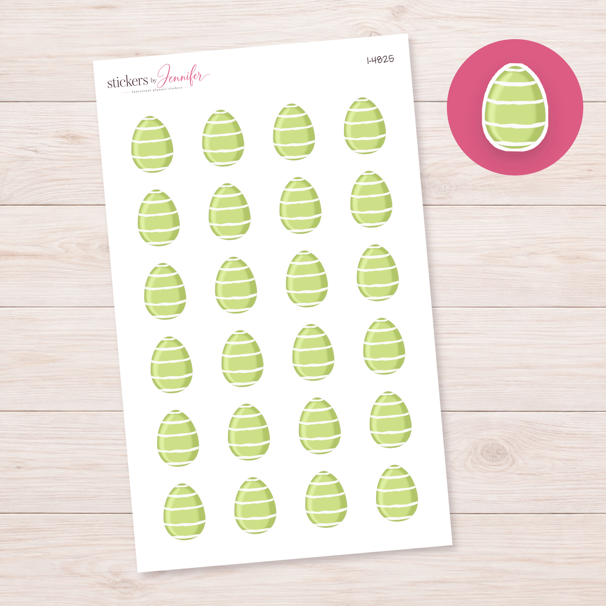 Green Striped Easter Egg Planner Stickers | I-4825