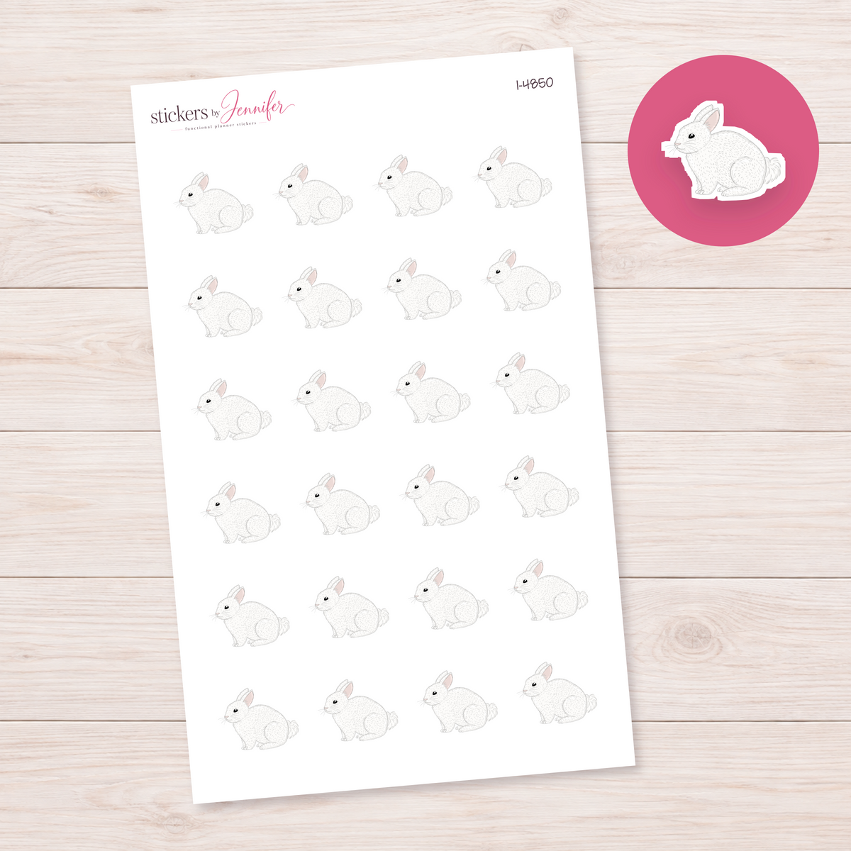 Seated White Rabbit Planner Stickers | I-4850
