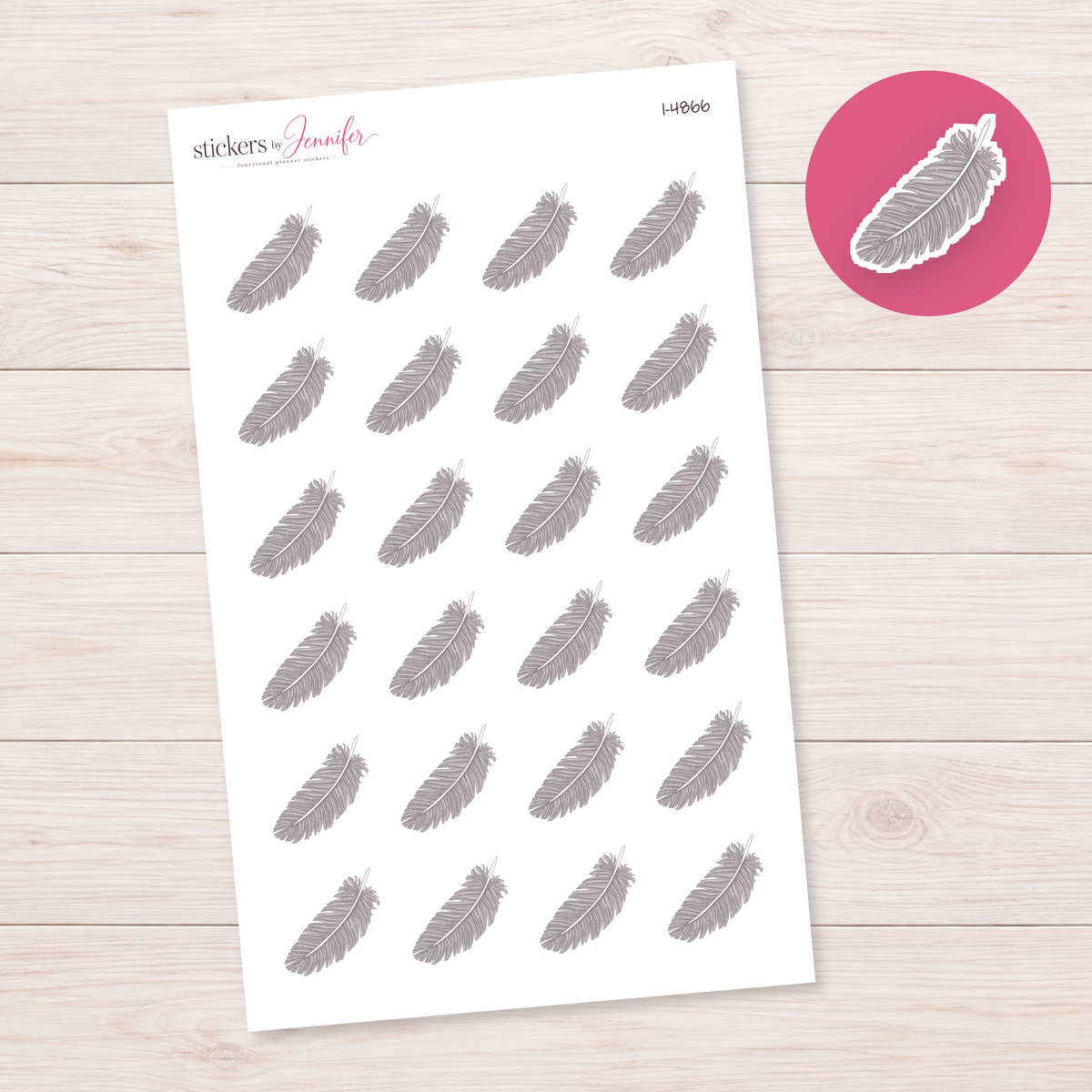 Gray Feather Planner Stickers | I-4866