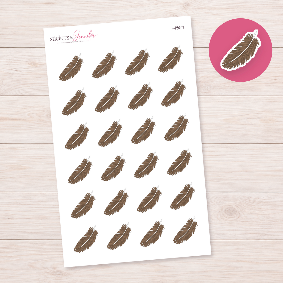 Brown Feather Planner Stickers | I-4867