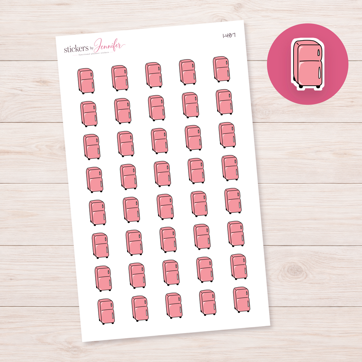 Coral Retro Refrigerator Planner Stickers | I-487