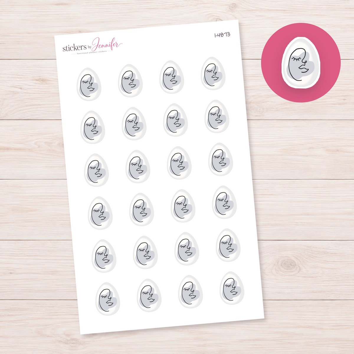 Neutral Face Art Easter Egg Planner Stickers | I-4873