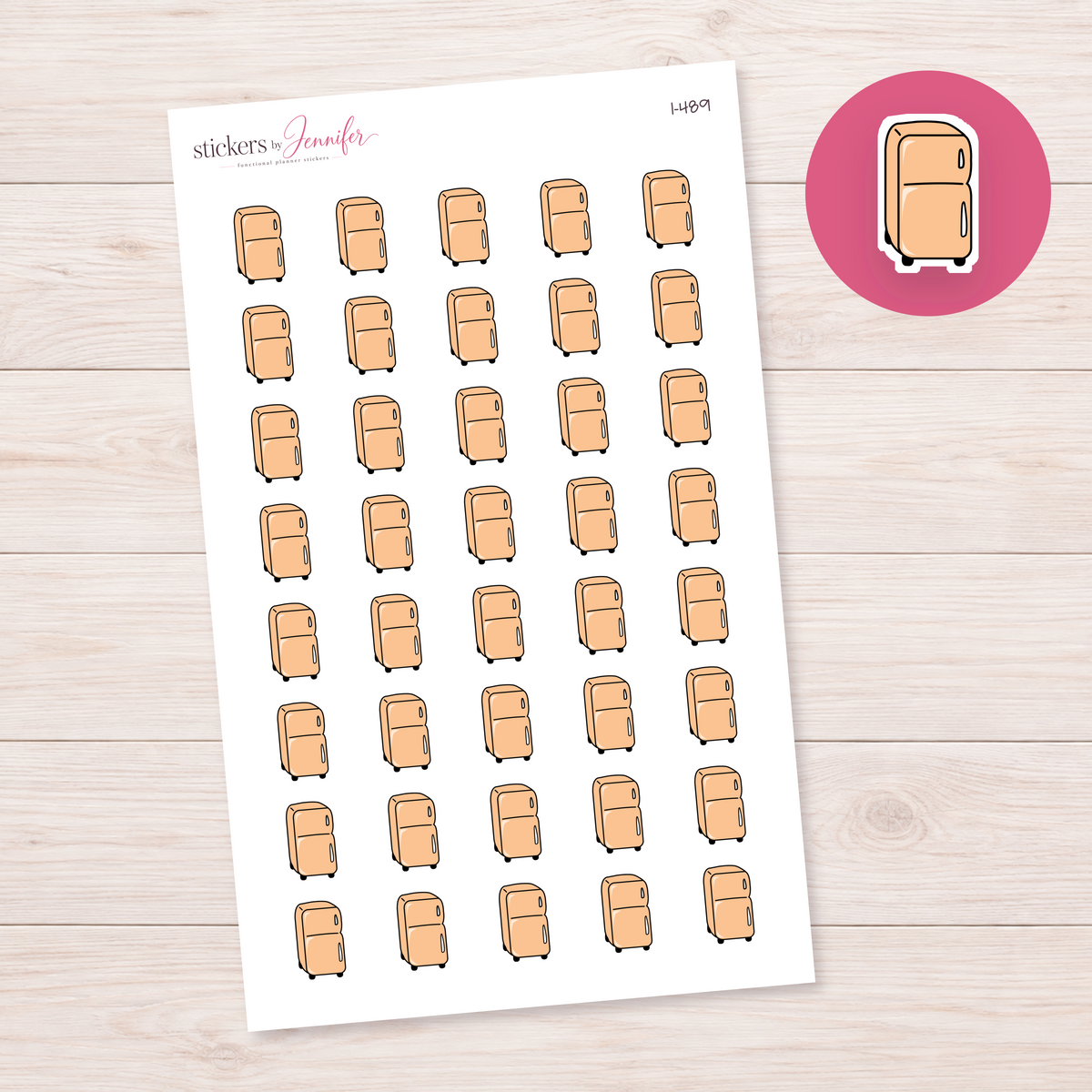 Peach Refrigerator Planner Stickers | I-489