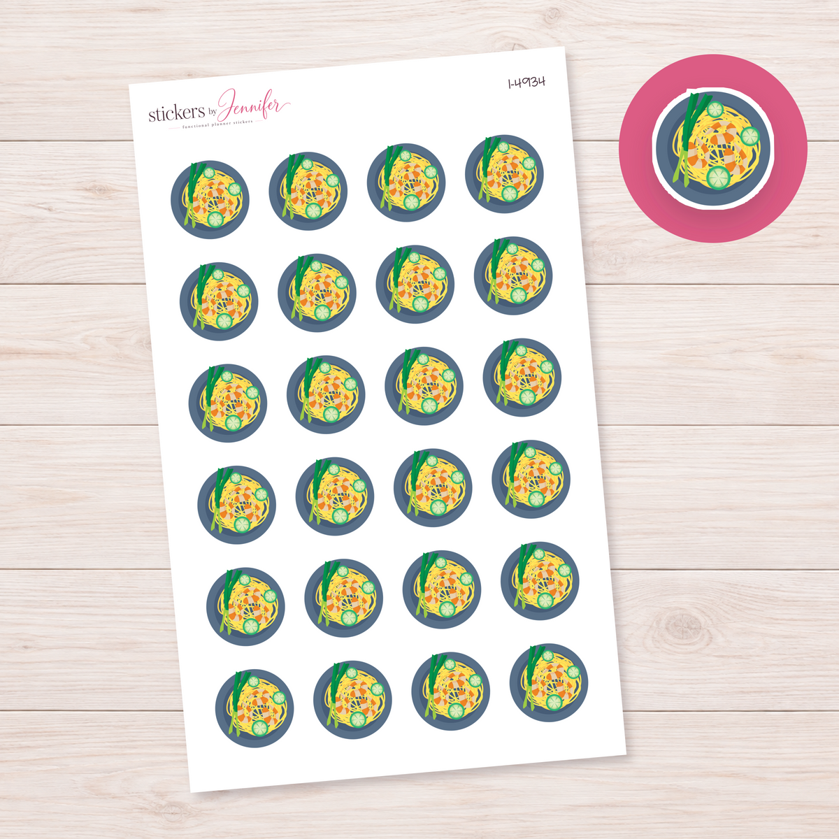 Pad Thai Plate Planner Stickers | I-4934