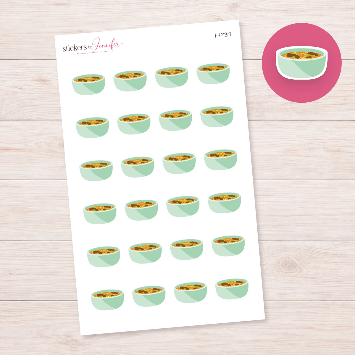 Mint Soup Bowl Planner Stickers | I-4937