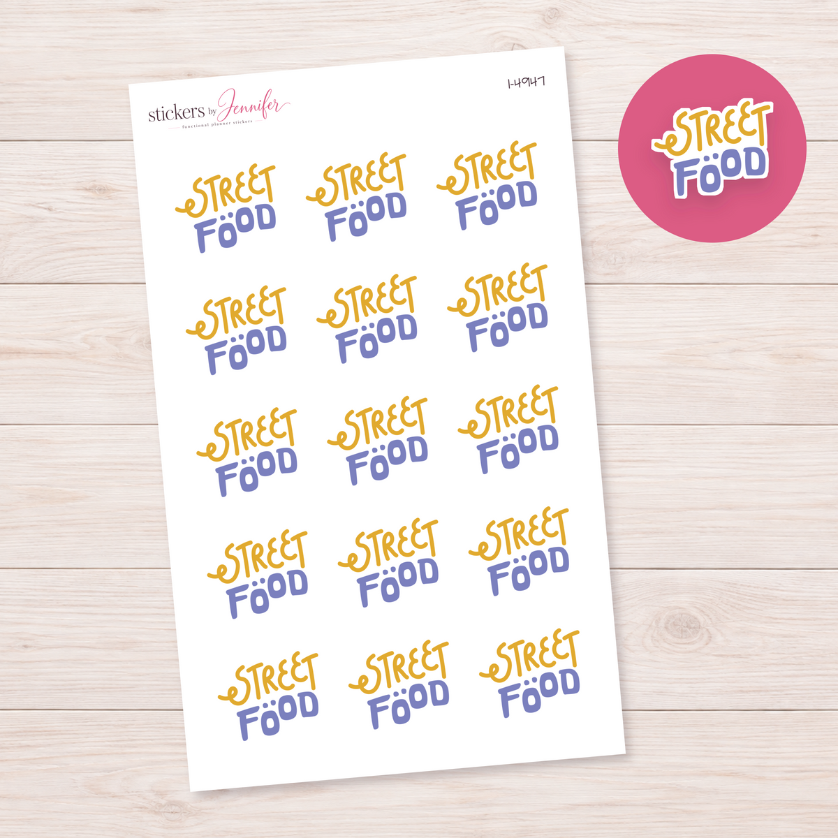 Street Food Lettering Planner Stickers | I-4947