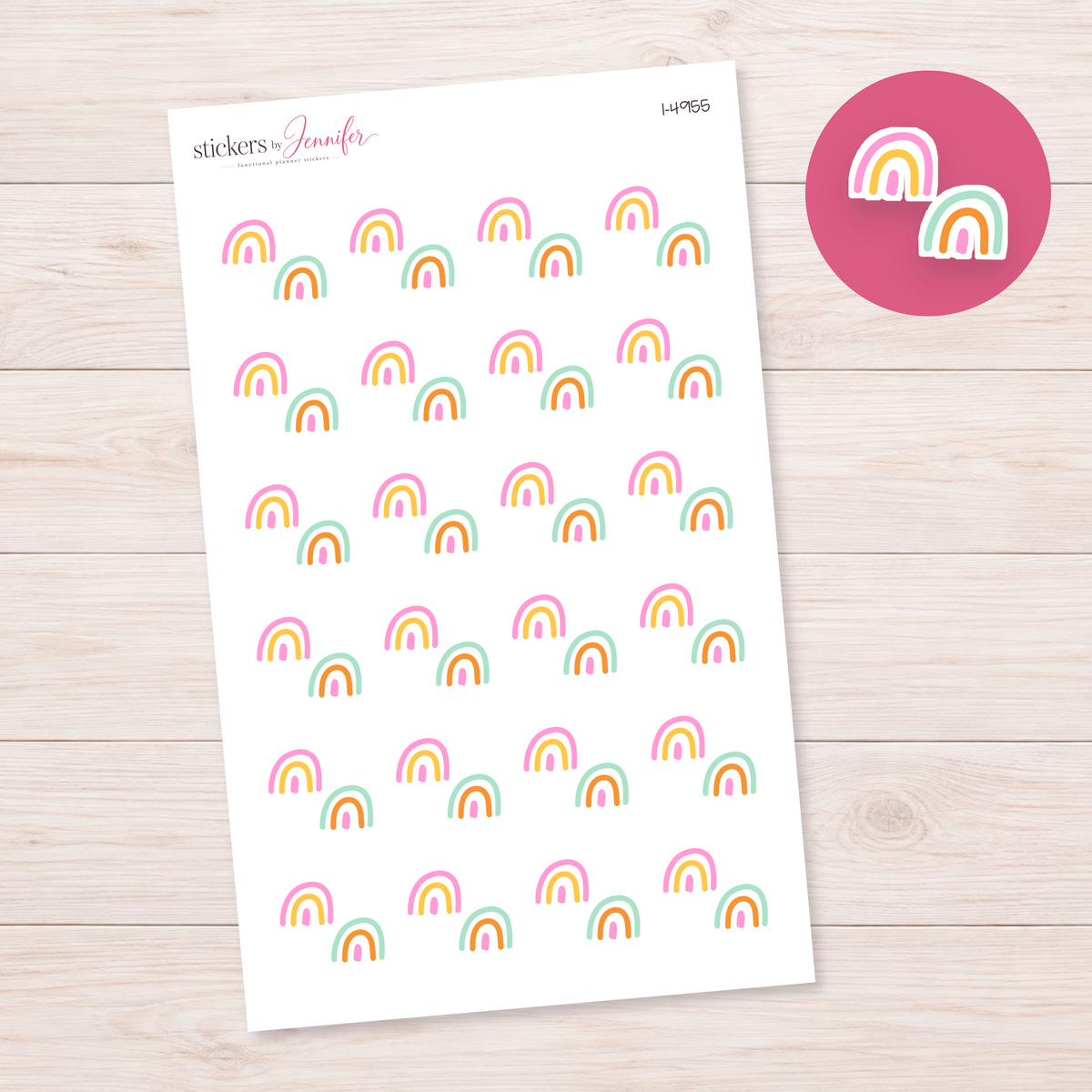 Pastel Rainbow Pair Planner Stickers | I-4955