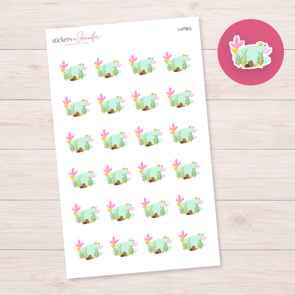 Tiny Garden Pond Planner Stickers | I-4982