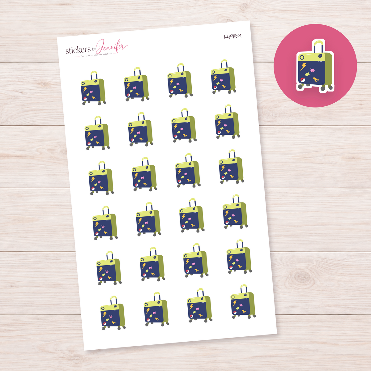 Blue and Green Suitcase Planner Stickers | I-4989