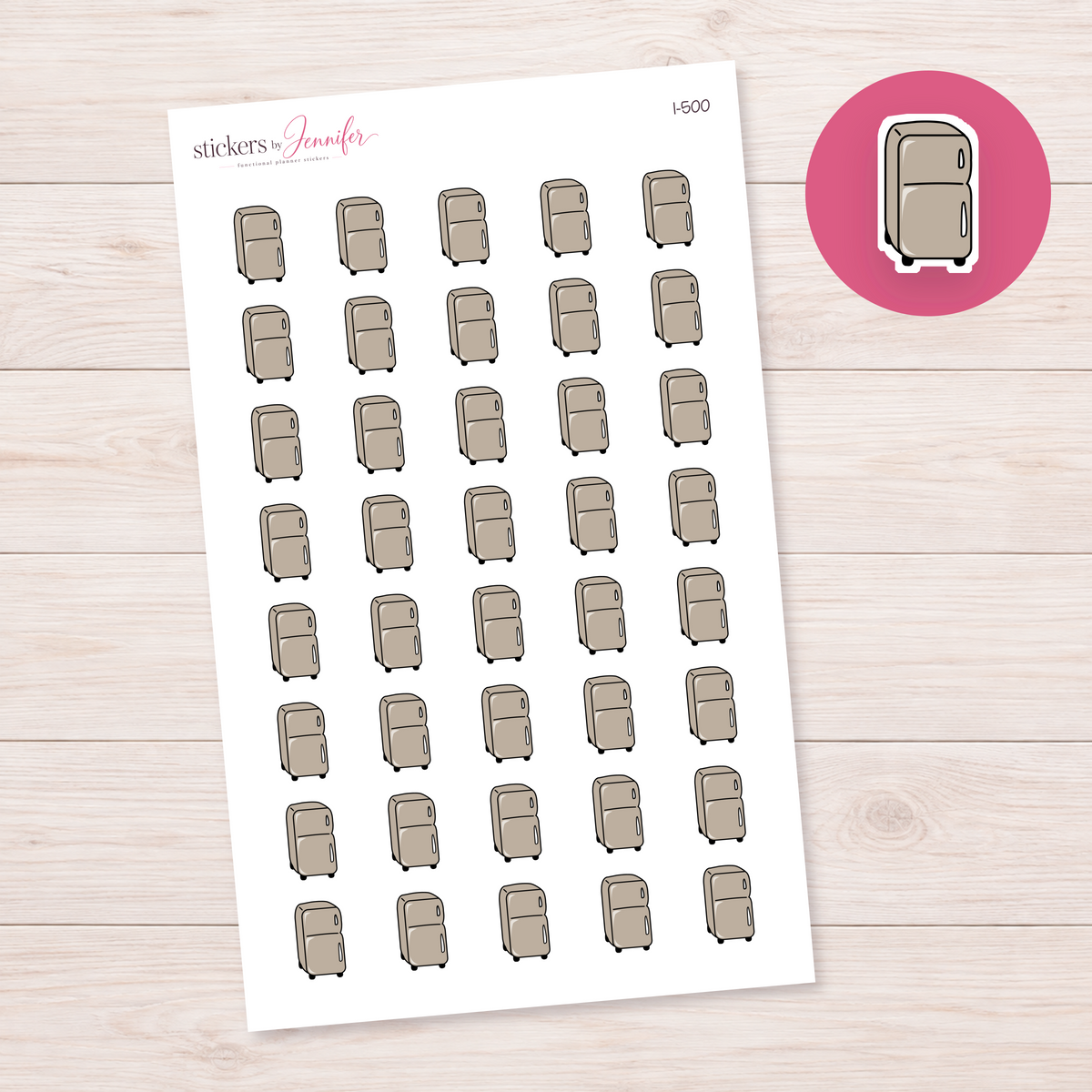 Taupe Refrigerator Planner Stickers | I-500