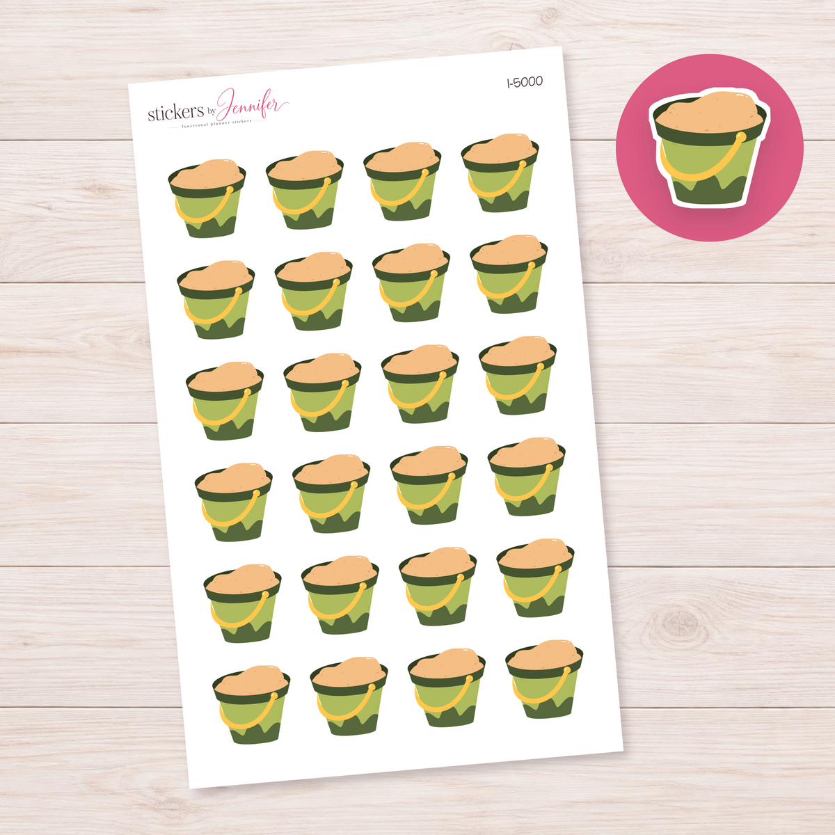 Green Sand Bucket Planner Stickers | I-5000