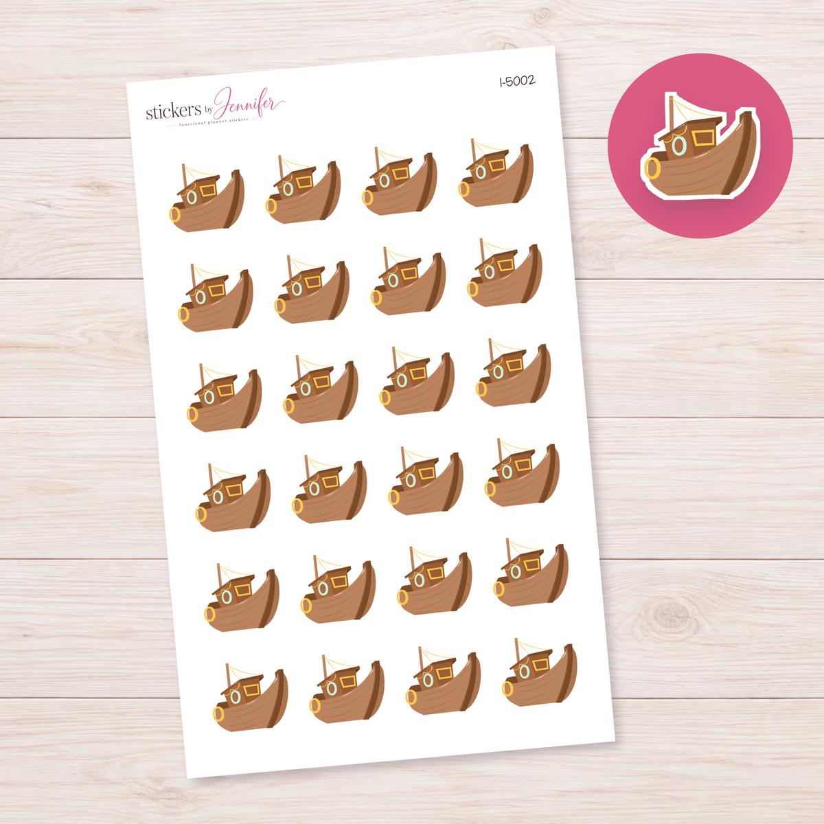 Wooden Boat Planner Stickers | I-5002