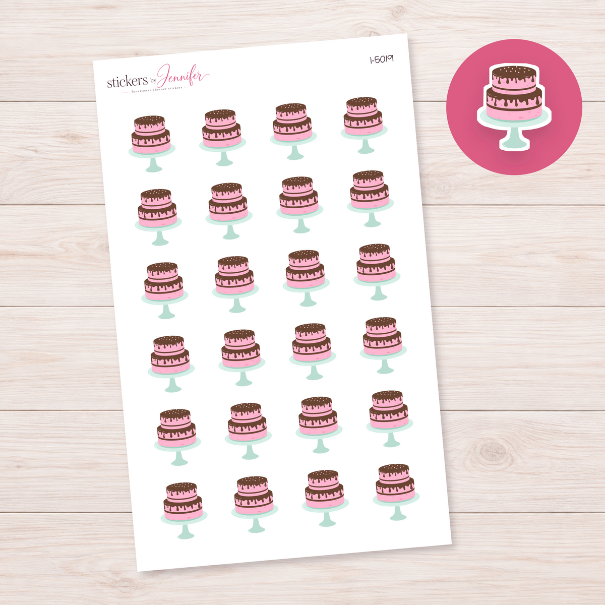 Pink Chocolate Layer Cake Planner Stickers | I-5019