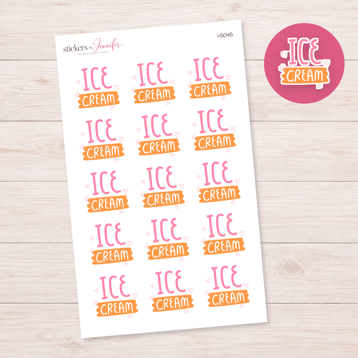 Ice Cream Lettering Planner Stickers | I-5045