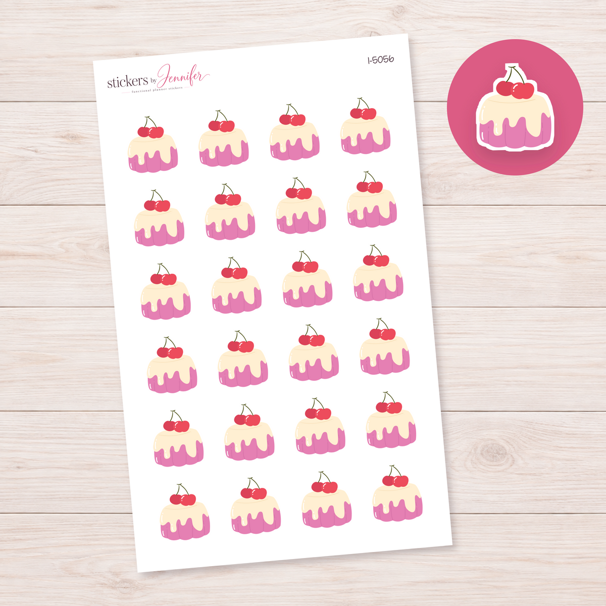 Cherry-Topped Mini Cake Planner Stickers | I-5056