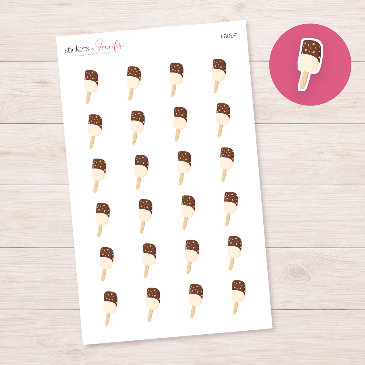 Chocolate-Dipped Ice Cream Bar Planner Stickers | I-5069