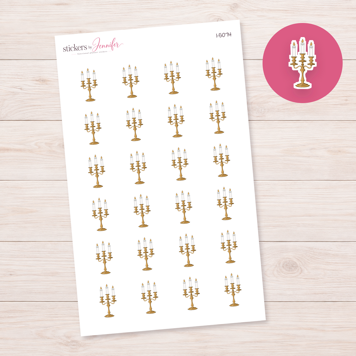 Gold Candelabra Planner Stickers | I-5074