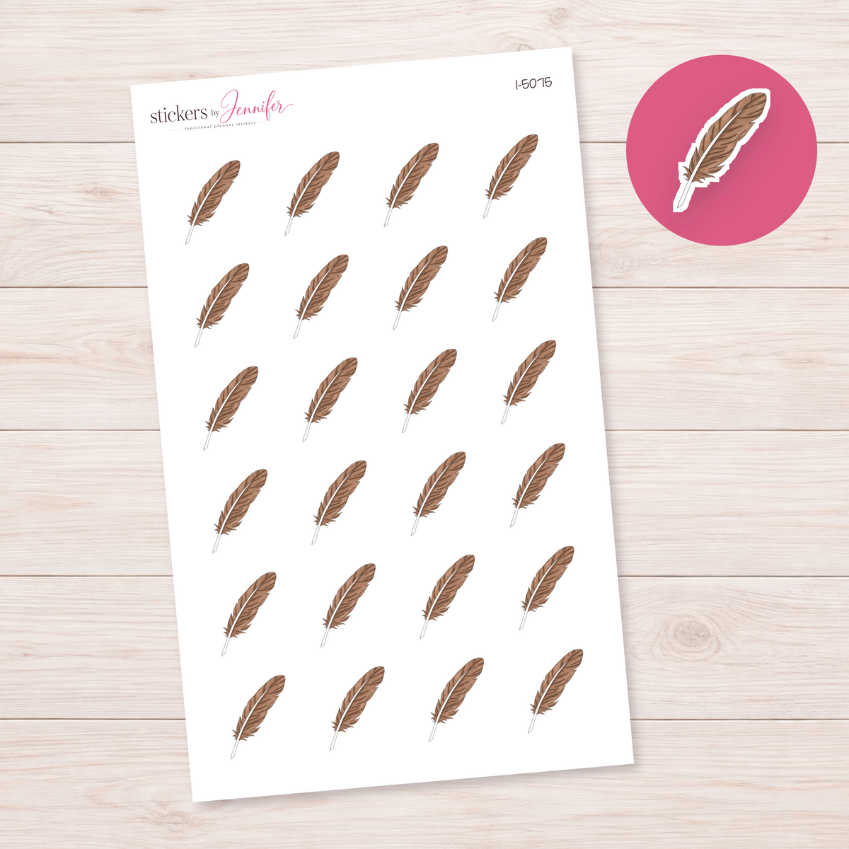 Warm Brown Feather Planner Stickers | I-5075