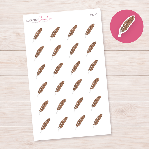 Warm Brown Feather Planner Stickers | I-5075