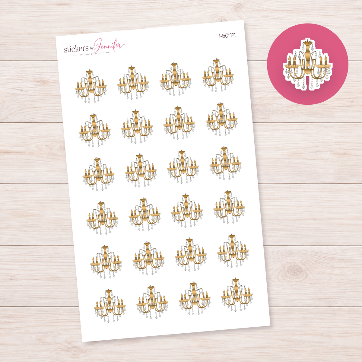 Golden Chandelier Planner Stickers | I-5079