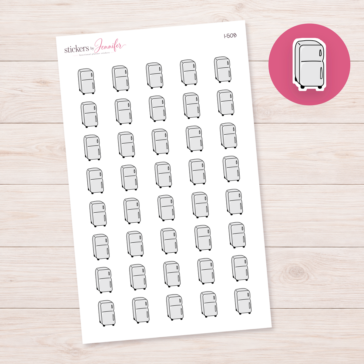 Light Gray Refrigerator Planner Stickers | I-508