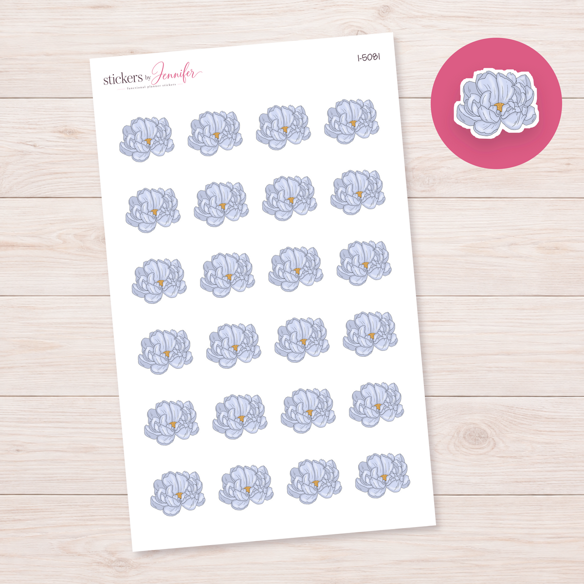 Pale Blue Ruffled Flower Planner Stickers | I-5081