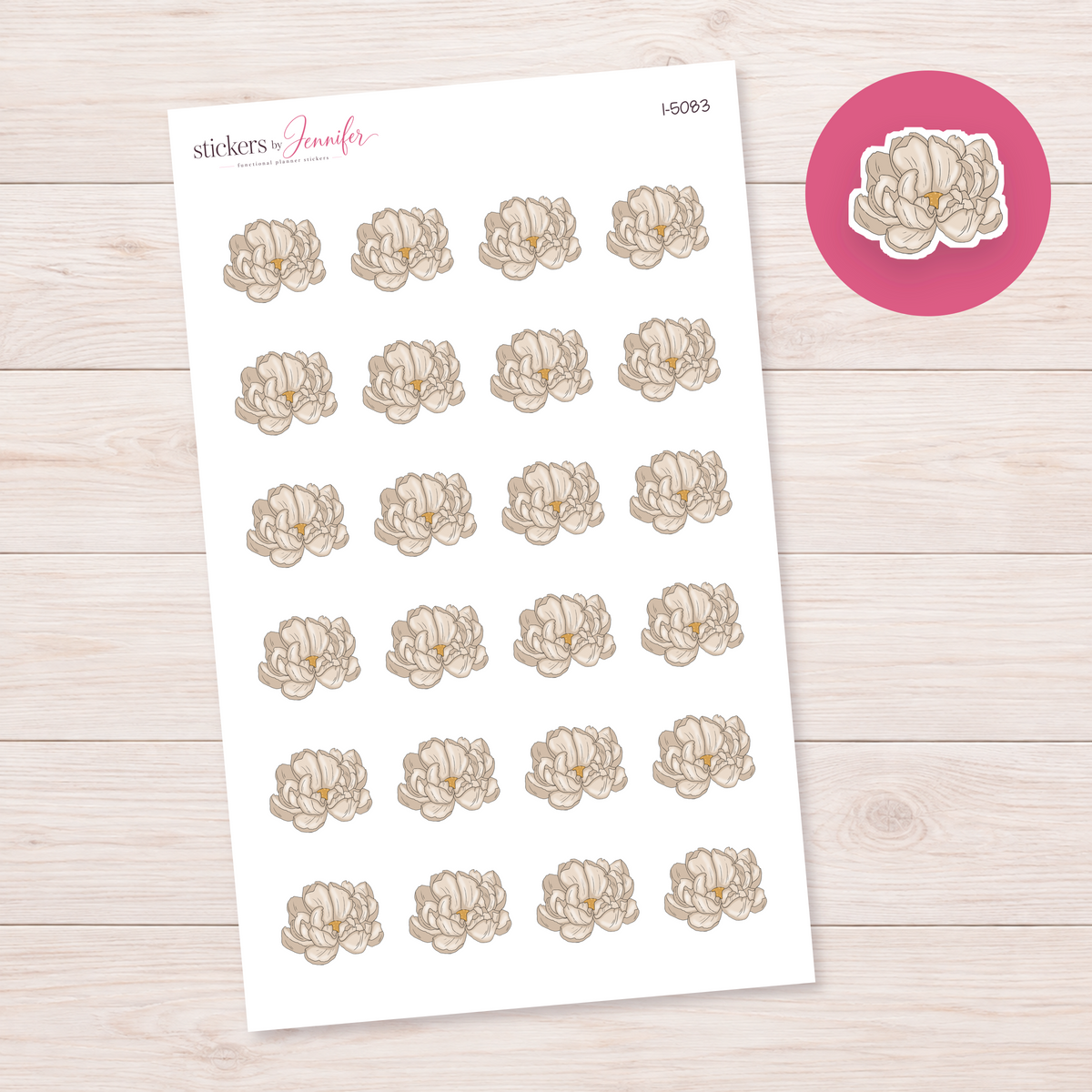 Blush Ruffled Flower Planner Stickers | I-5083