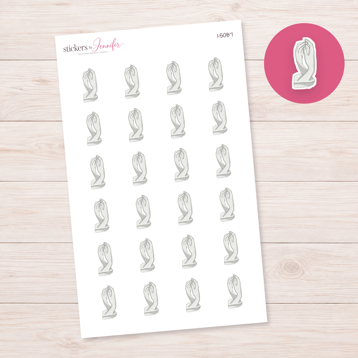 Sculpted Hand Ornament Planner Stickers | I-5087