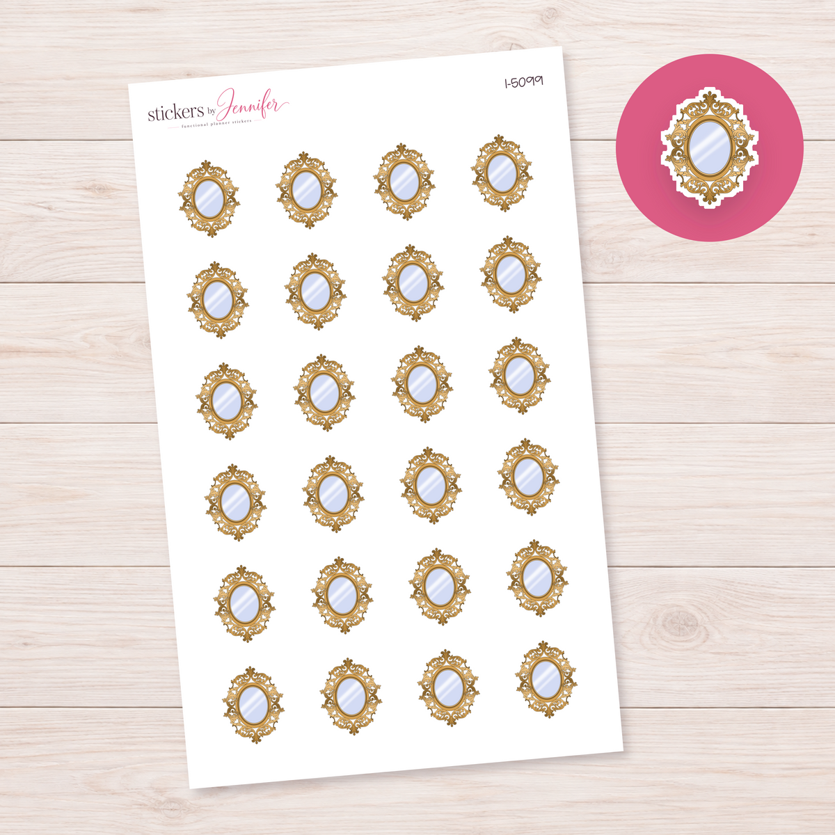 Ornate Gold Mirror Planner Stickers | I-5099