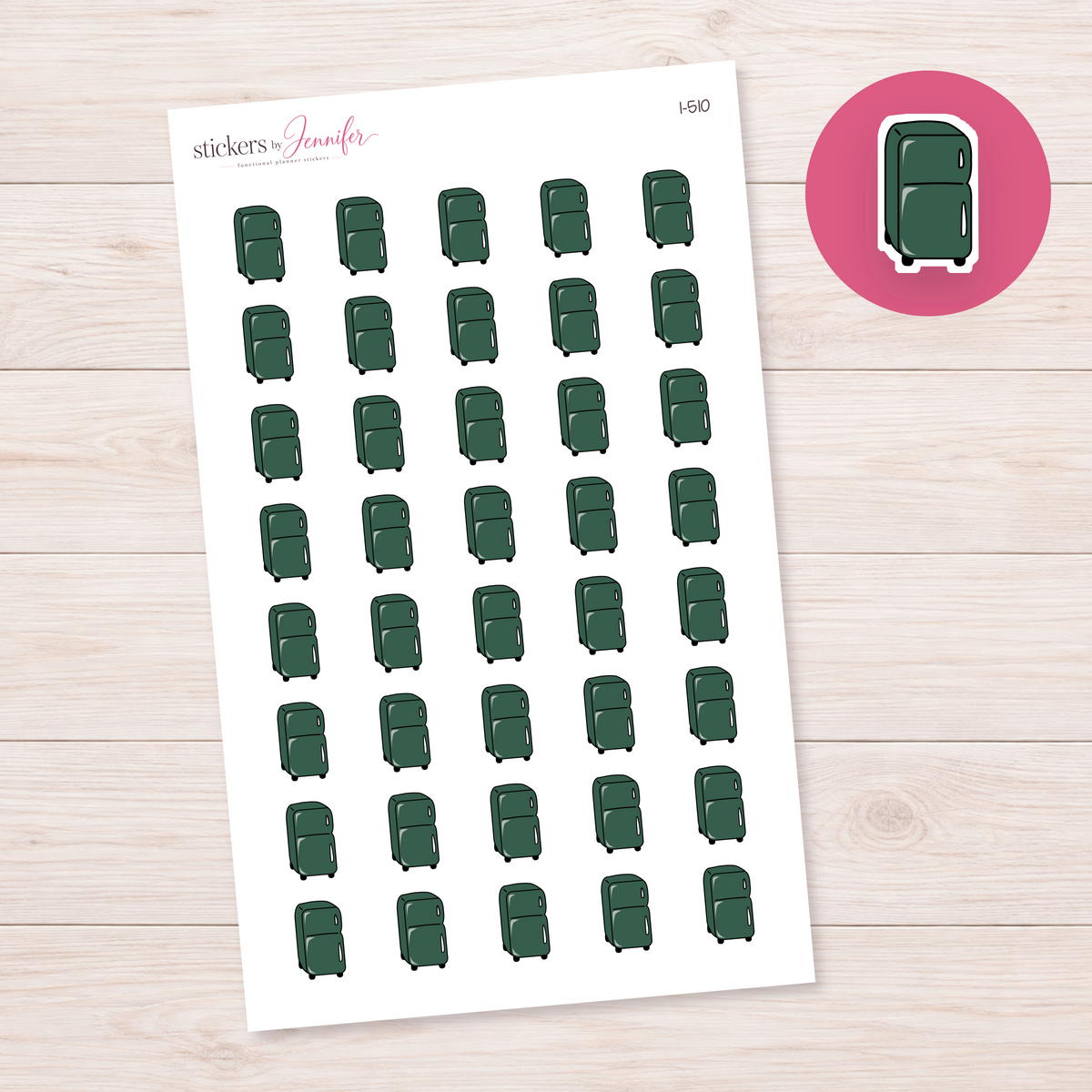 Forest Green Refrigerator Planner Stickers | I-510