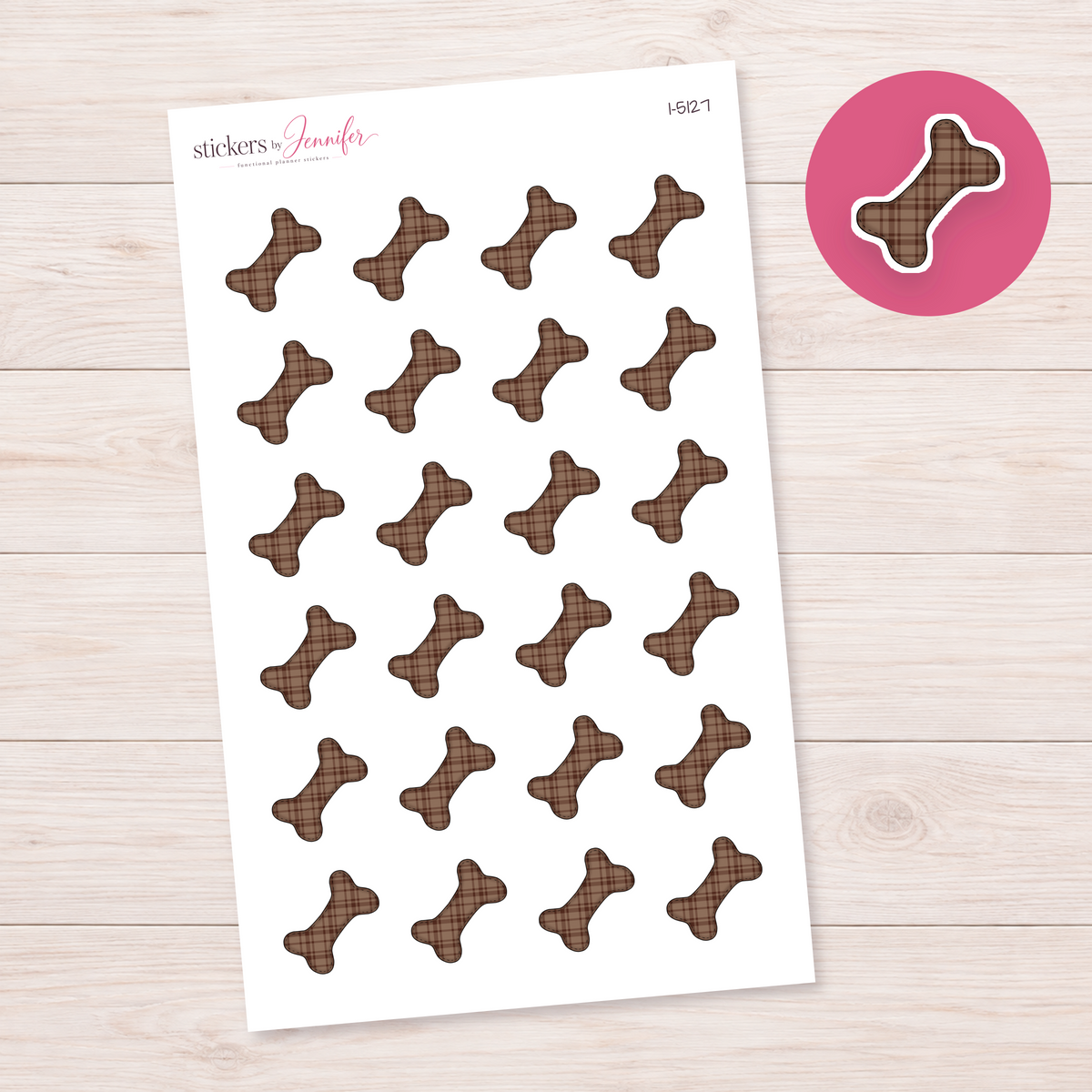 Brown Plaid Bone Toy Planner Stickers | I-5127
