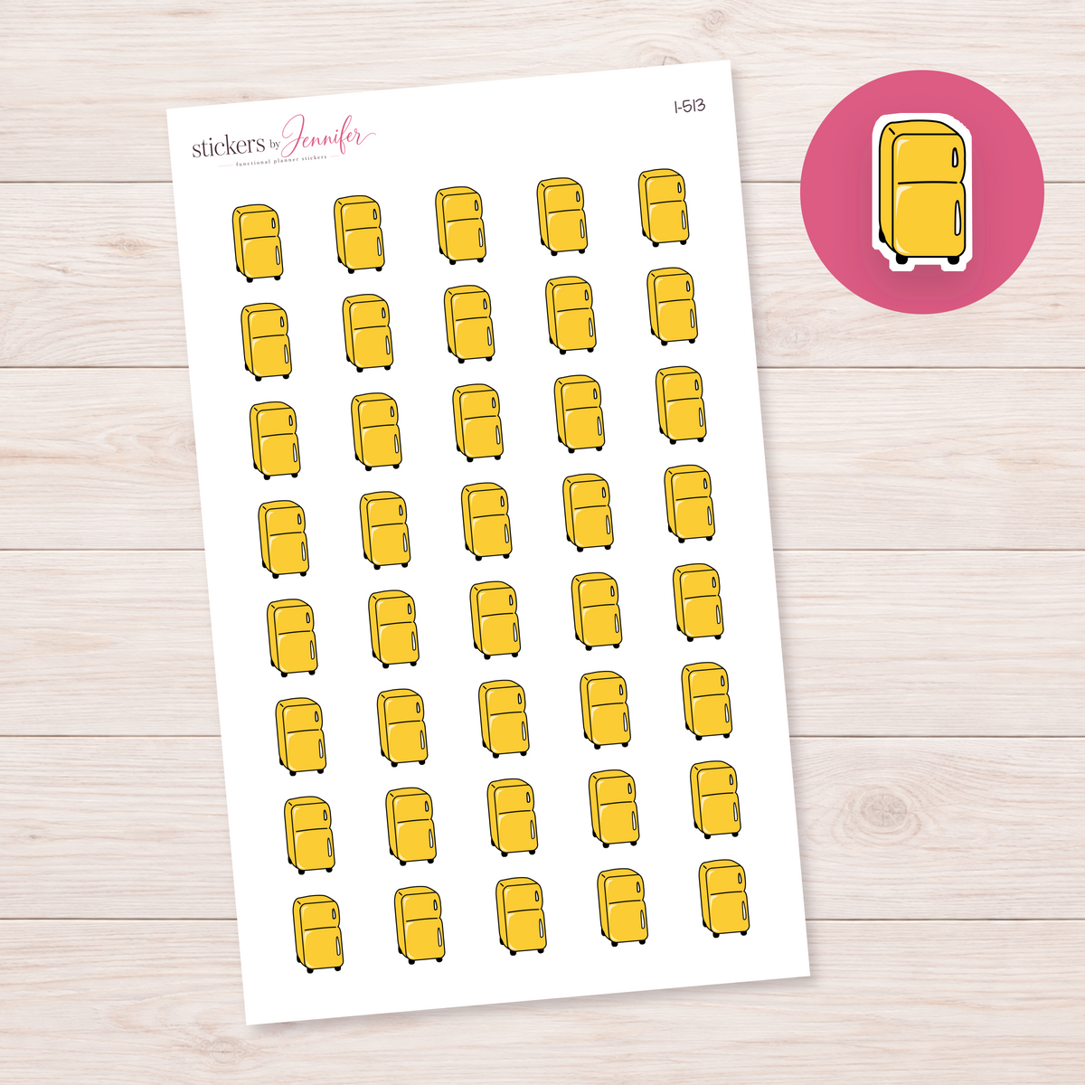 Golden Yellow Refrigerator Planner Stickers | I-513