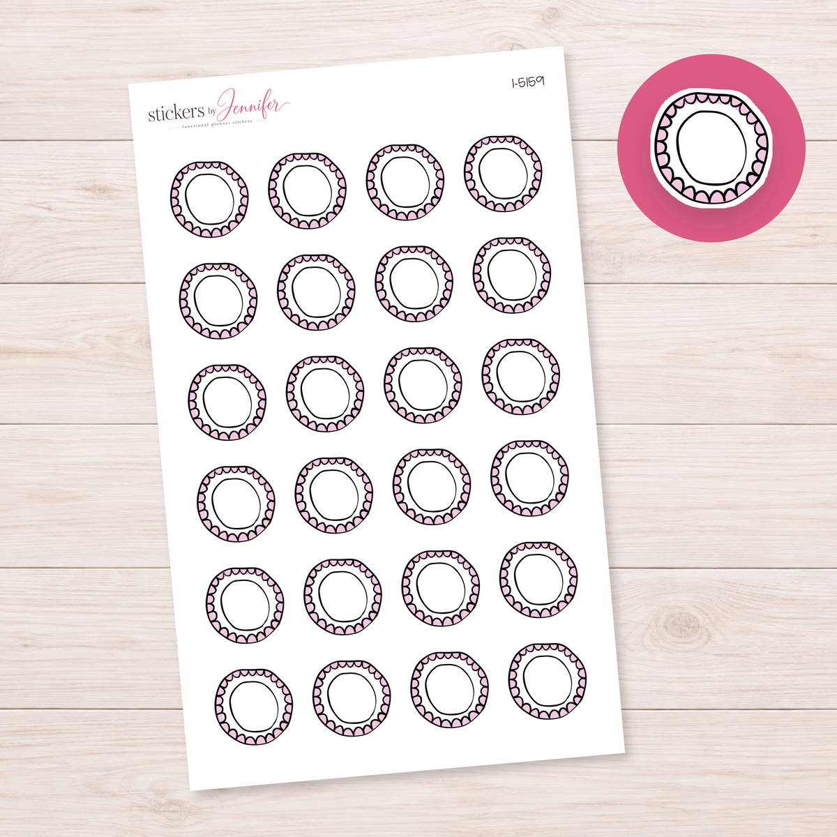 Pink Scalloped Plate Planner Stickers | I-5159