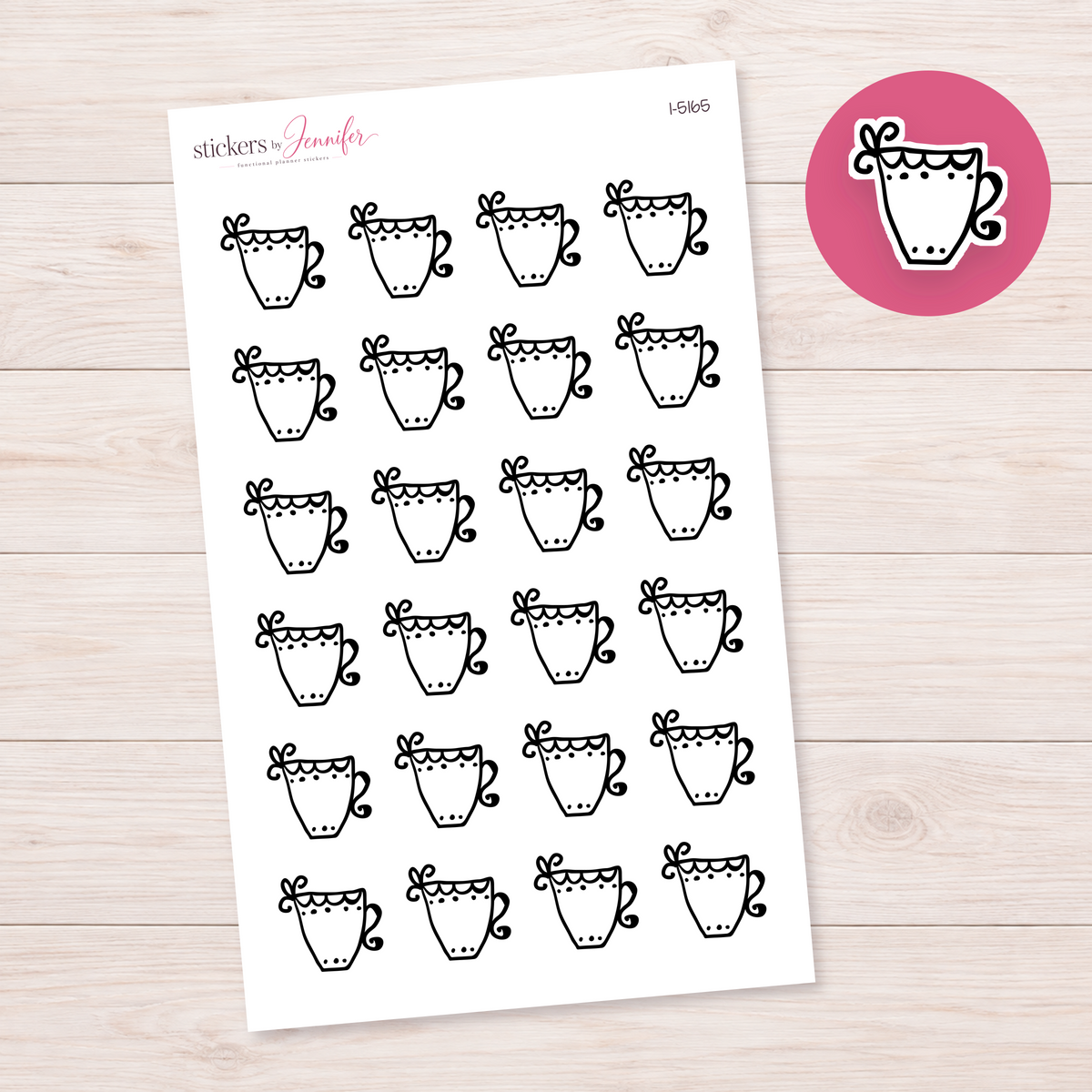 Decorative Mug Outline Planner Stickers | I-5165