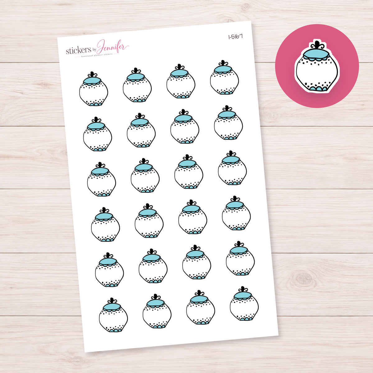 Round Blue-Lid Canister Planner Stickers | I-5167