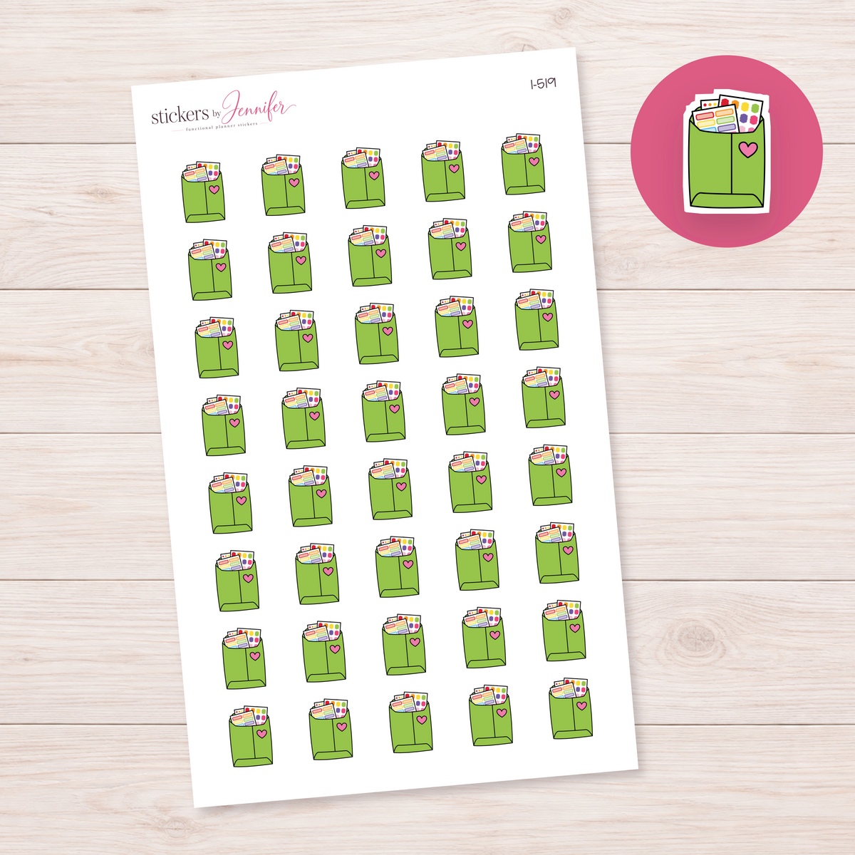 Lime Sticker Mail Envelope Planner Stickers | I-519