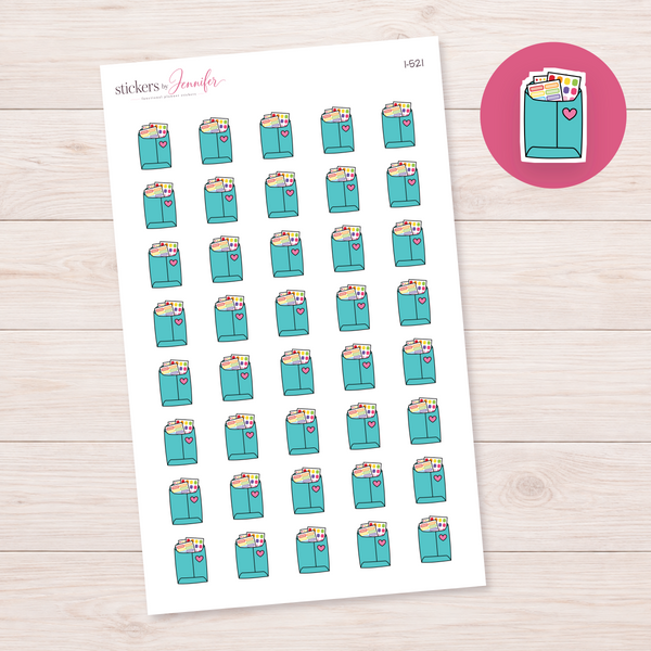 Teal Sticker Shopping Bag Planner Stickers | I-521