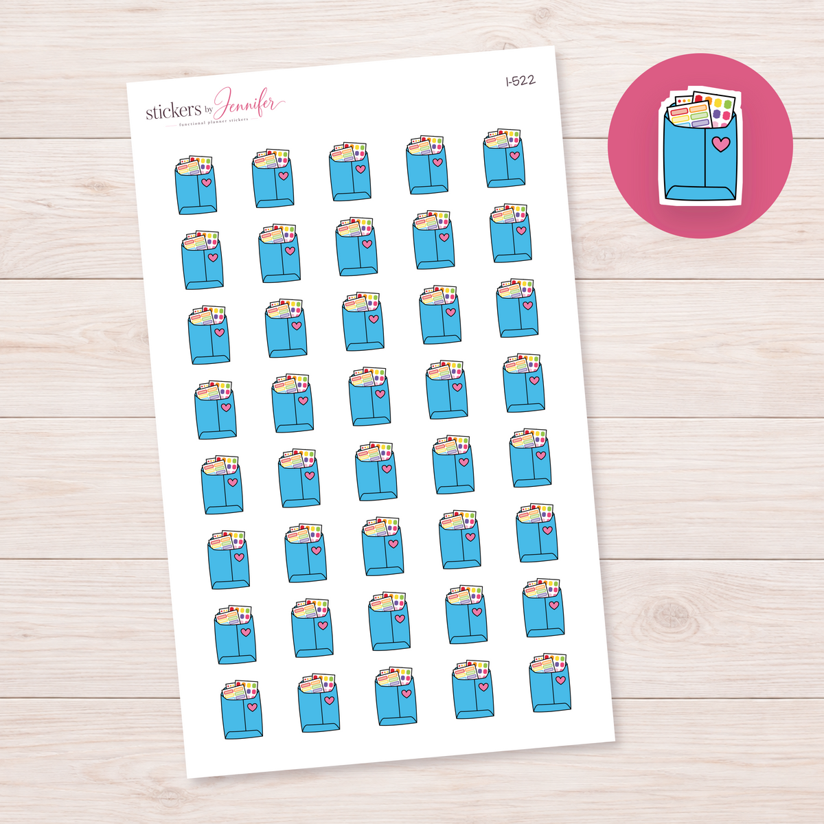 Sky Blue Sticker Mail Envelope Planner Stickers | I-522
