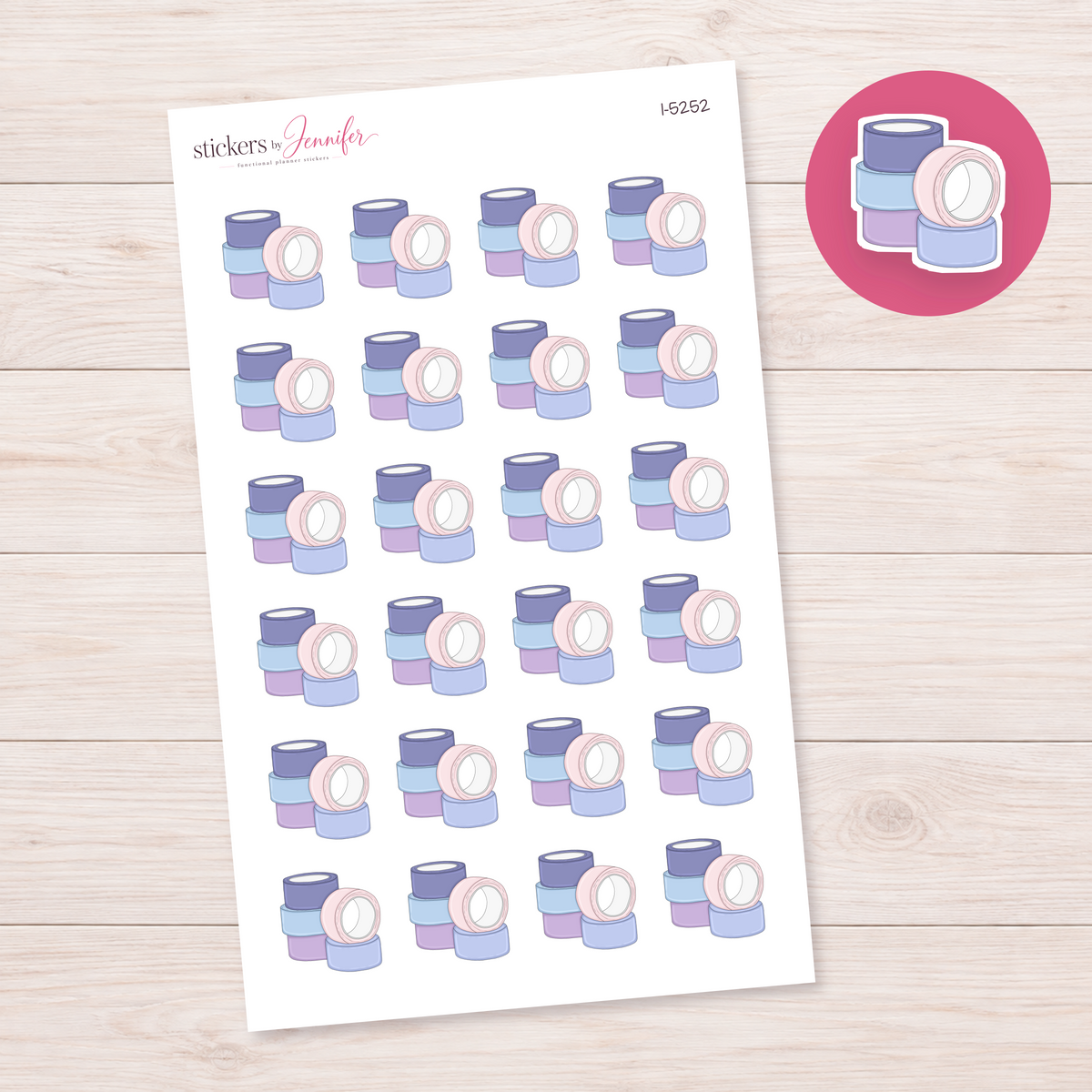 Pastel Tape Stack Planner Stickers | I-5252